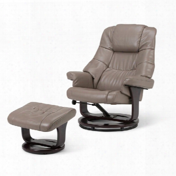 Simpli Home Ledi Air Leather Euro Recliner With Ottoman In Taupe