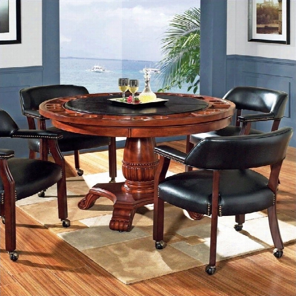 Steve Silver Company Tournament Black Top Poker Game Table In Cherry