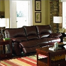 Coaster Clifford Double Reclining Leather Sofa in Brown