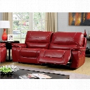 Furniture of America Huskan Leather Reclining Sofa in Red