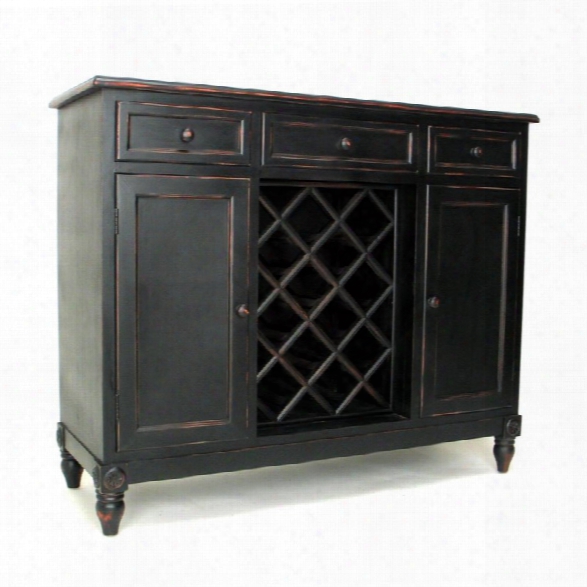 Wayborn Wine Rack Sideboard In Antique Black