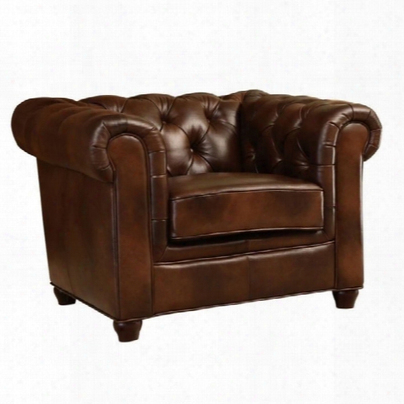 Abbyson Living Arcadian Leather Arm Chair In Brown