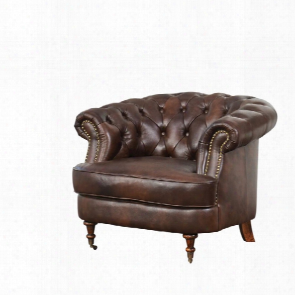 Abbyson Living Monty Leather Accent Chair With Casters In Brown