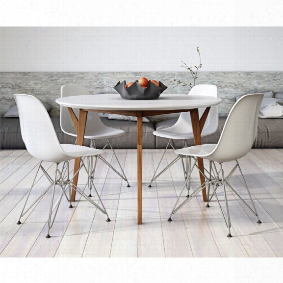 Aeon Furniture Steve 5 Piece Dining Set In Glossy White And Ash