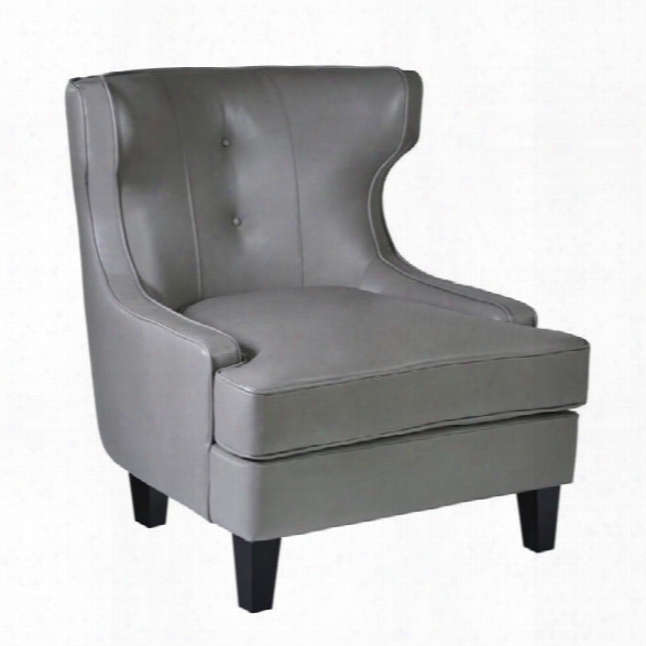 Armen Living Skyline Leather Accent Chair In Smoke