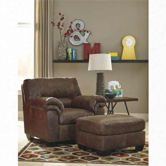 Ashley Bladen Accent Chair With Ottoman In Coffee