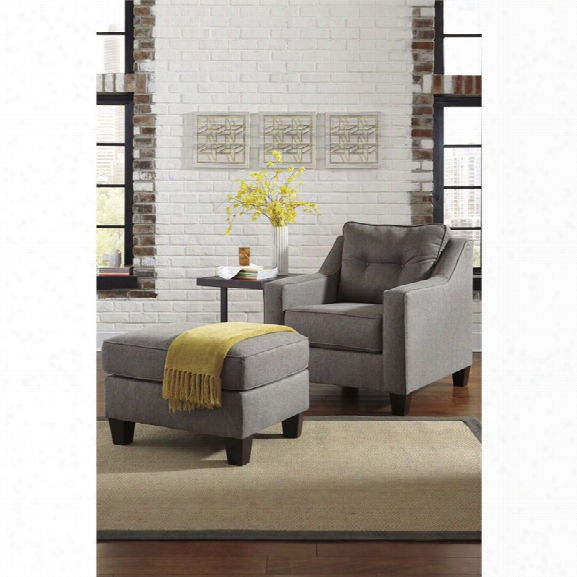 Ashley Brindon Accent Chair With Ottoman In Charcoal