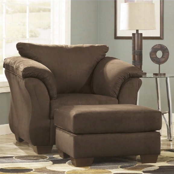 Ashley Darcy Fabric Chair With Ottoman In Cafe