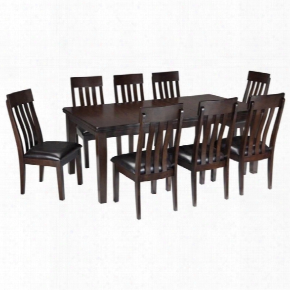 Ashley Haddigan 9 Piece Dining Set In Dark Brown