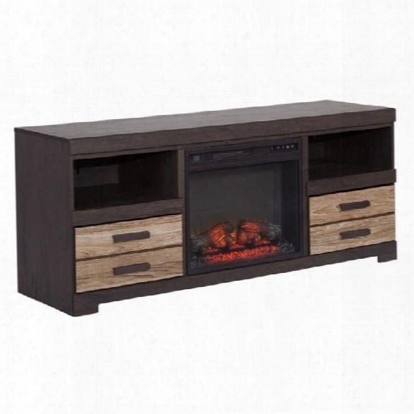 Ashley Harlinton 63 Tv Stand With Led Fireplace Insert In Warm Gray