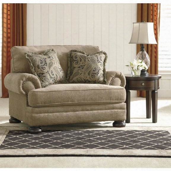 Ashley Keereel Fabric Accent Chair And A Hlaf In Sand