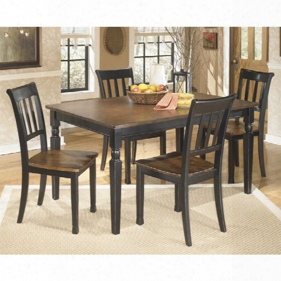 Ashley Owingsville 5 Piece Dining Set In Black And Brown