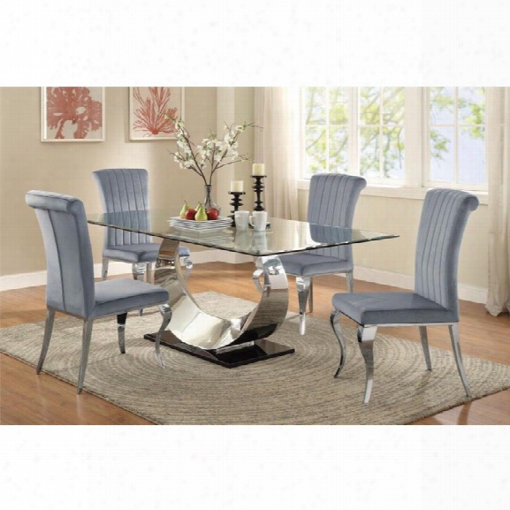 Coaster 5 Piece Glass Top Dining Set In Gray And Chrome