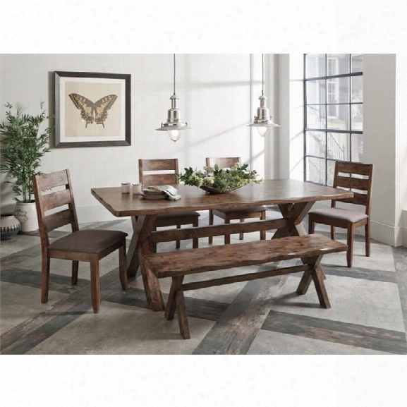 Coaster 6 Piece Dining Set In Gray And Knotty Nutmeg