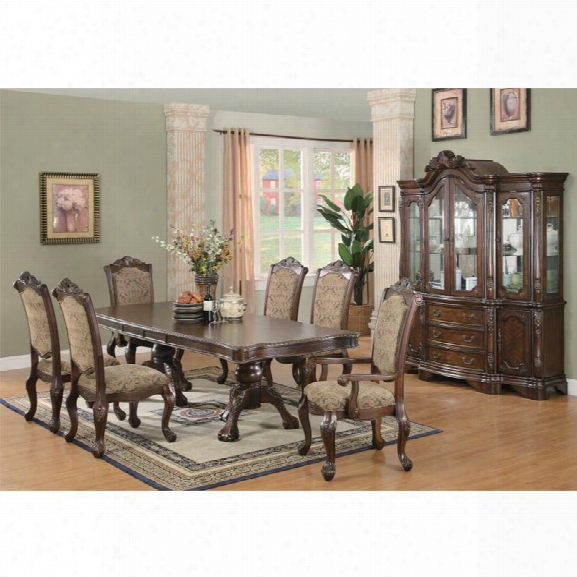 Coaster Andrea 7 Piece Pedestal Dining Set In Brown Cherry