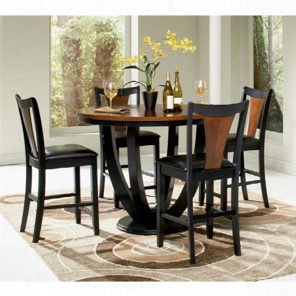 Coaster Boyer 5 Piece Counter Height Dining Set In Black And Cherry