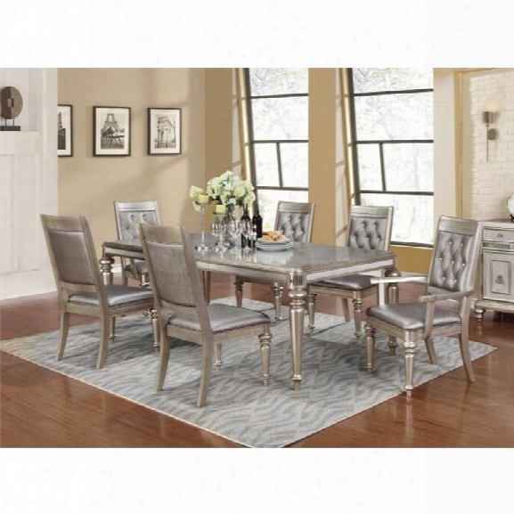 Coaster Danette 7 Piece Dining Set In Metallic Platinum