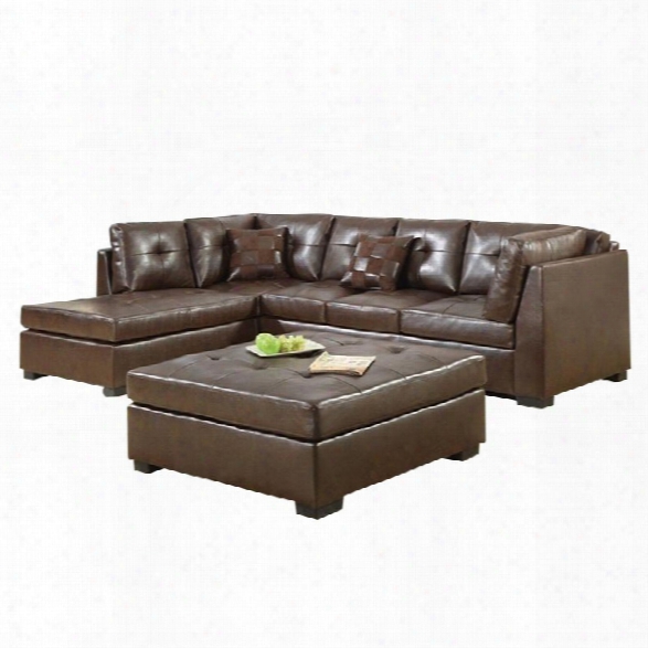 Coaster Darie Leather Sectional Sofa With Ottoman In Brown