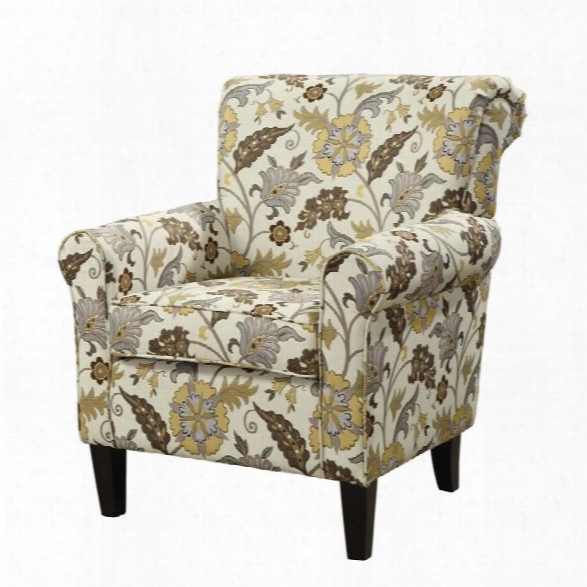 Coaster Fabric Club Arm Chair In Brown Flower Pattern