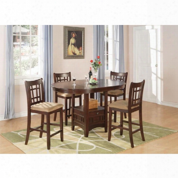 Coaster Lavon 5 Piece Counter Height Dining Set In Warm Brown