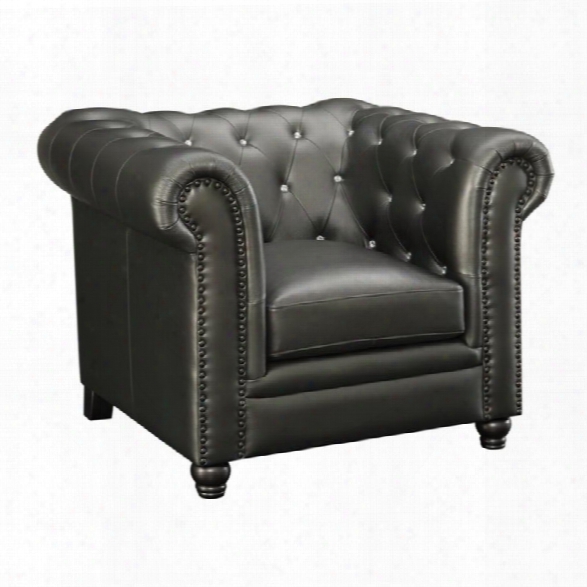 Coaster Roy Faux Leather Tufted Chair In Gunmetal Gray