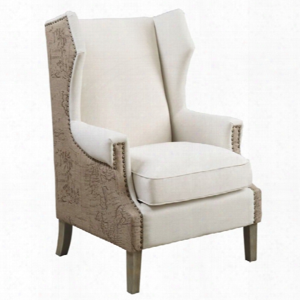 Coaster Upholstered Accent Chair In Cream And Beige