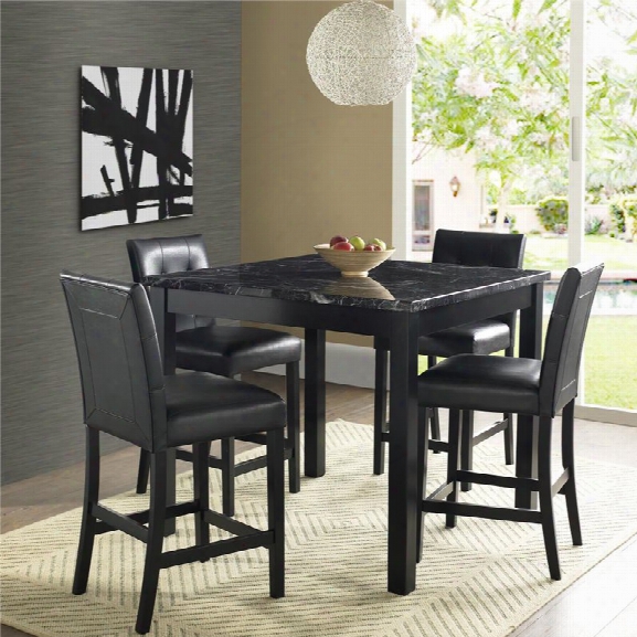 Dorel Living Andover 5 Piece Faux Marble Counter Height Dining Set