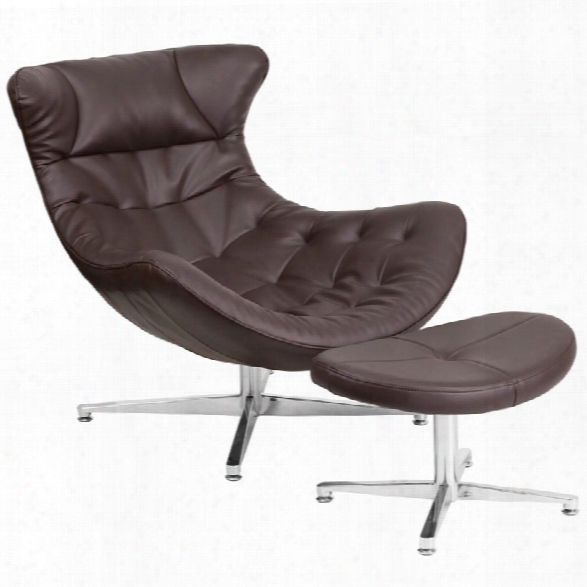 Flash Furniture Leather Cocoon Chair And Ottoman In Brown