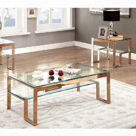 Furniture Of America Ayetti 2 Piece Table Set In Gold