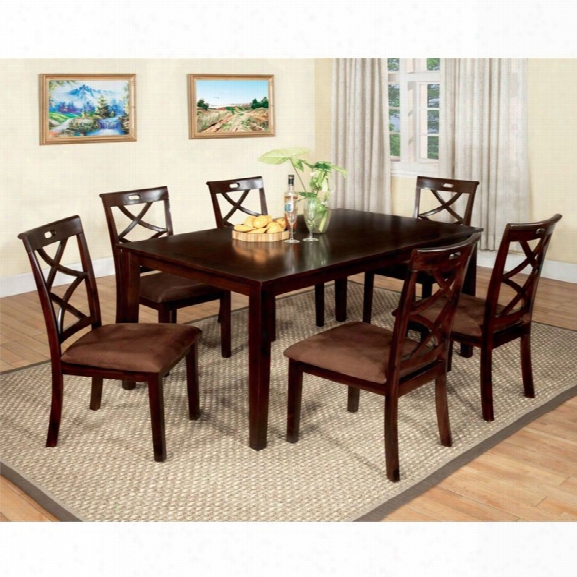 Furniture Of America Bilman 7 Piece Dining Set In Dark Walnut