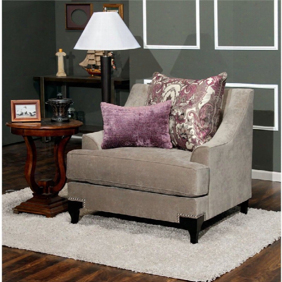 Furniture Of America Charlette Velvet Accent Chair In Light Gray