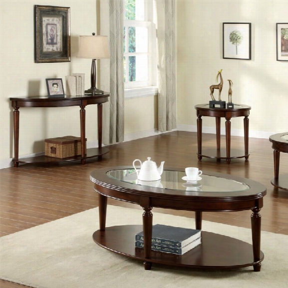 Furniture Of America Chrinus 3 Piece Coffee Table Set In Dark Cherry