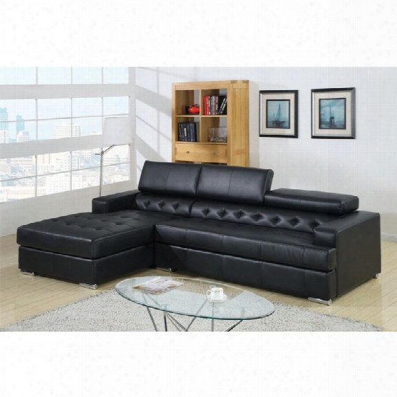 Furniture Of America Contreras Leatherette Sectional In Black