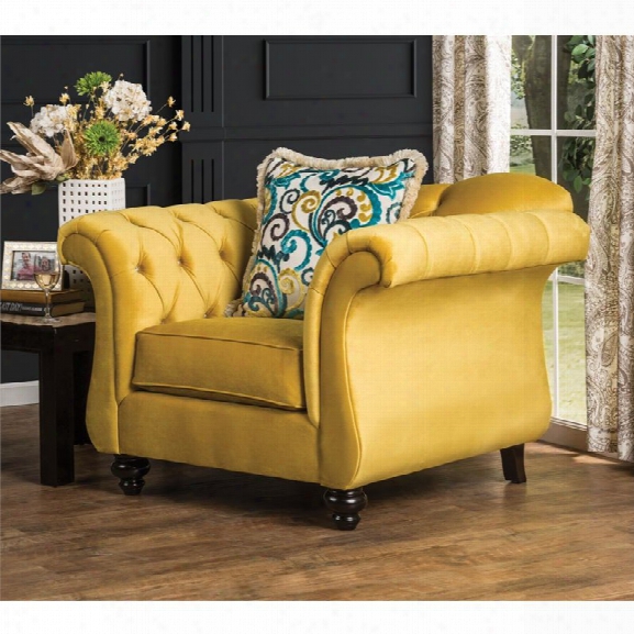 Furniture Of America Dupre Tufted Accent Chair In Royal Yellow