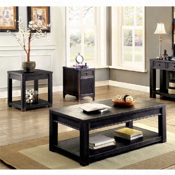 Furniture Of America Falima 2 Piece Table Set In Antique Black