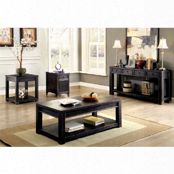 Furniture Of America Falima 4 Piece Table Set In Antique Black