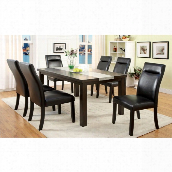 Furniture Of America Glendale 7 Piece Dining Set In Dark Walnut