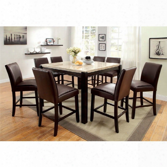 Furniture Of America Hudson 9 Piece Counter Height Dining Set In Wood