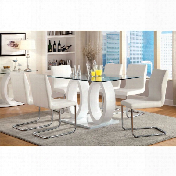 Furniture Of America Hugo 7 Piece Dining Set In White