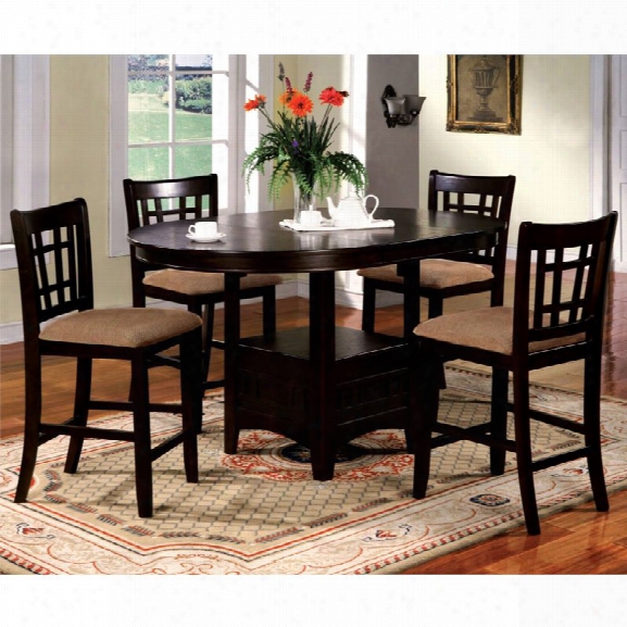 Furniture Of America Koline 5 Piece Round Counter Height Dining Set