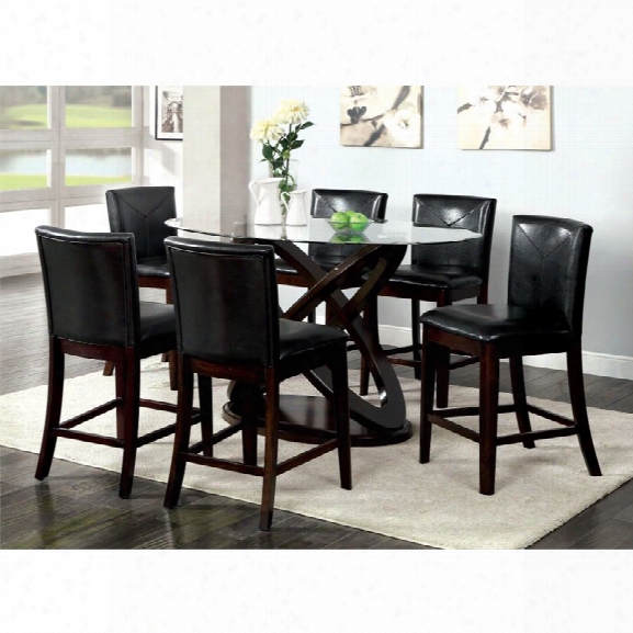 Furniture Of America Lamyra 7 Piece Counter Height Dining Set