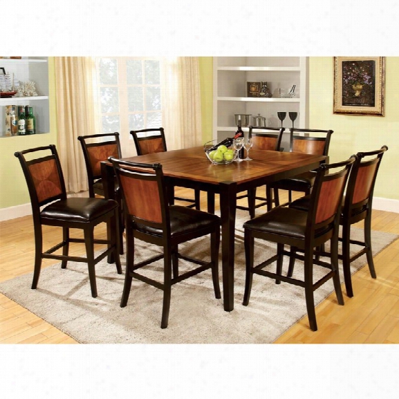 Furniture Of America Leda Counter Height Dining Set In Acacia