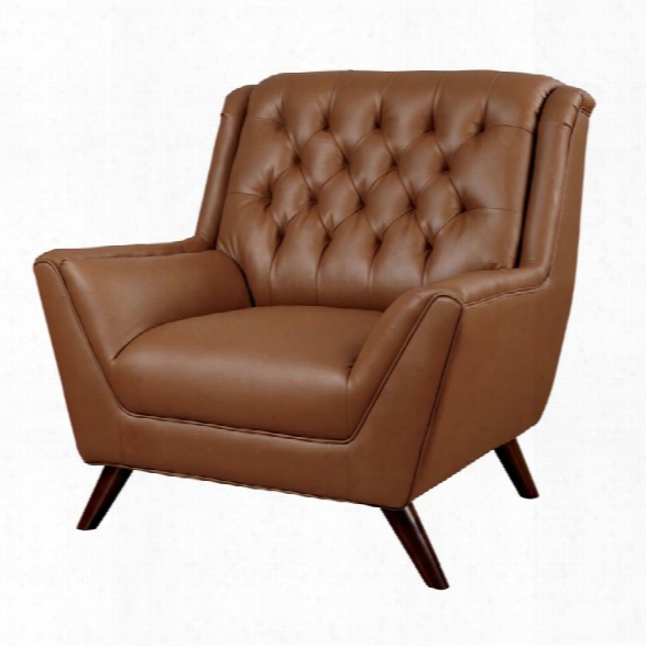 Furniture Of America Mayfield Tufted Leather Accent Chair In Brown