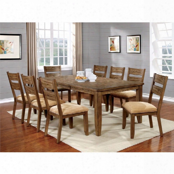 Furniture Of America Natting 9 Piece Extendable Dining Set In Oak