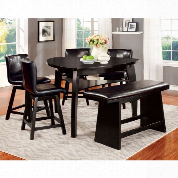 Furniture Of America Omura 6 Piece Counter Height Dining Se T In Black