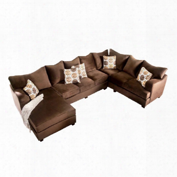 Furniture Of America Poirier Fabric Sectional In Chocolate