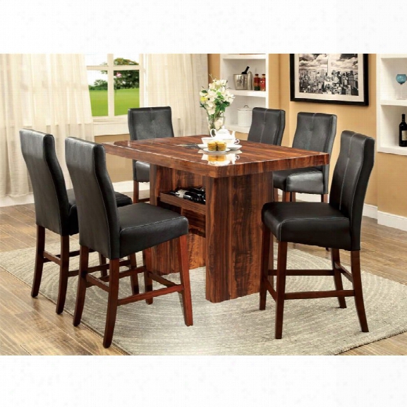 Furniture Of America Rosa 7 Piece Counter Height Dining Set In Cherry