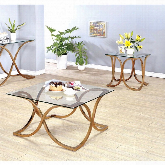 Furniture Of America Sarif 2 Piece Coffee Table Set In Champagne