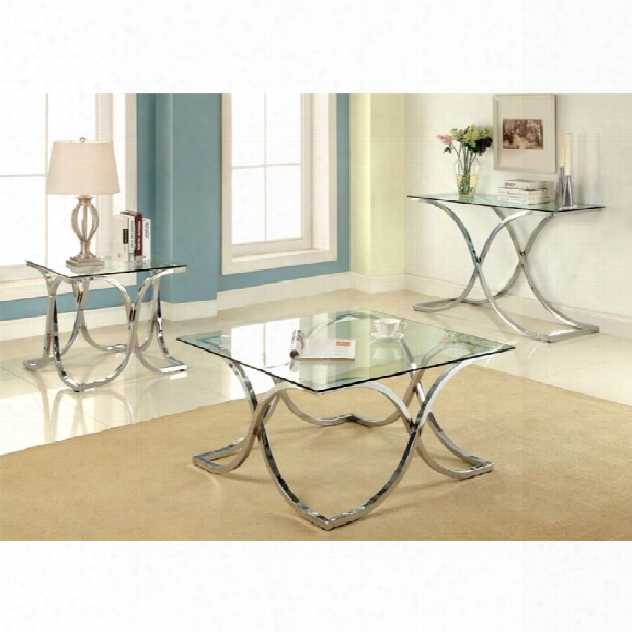 Furniture Of America Sarif 3 Piece Coffee Table Set In Chrome