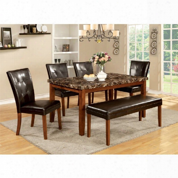 Furniture Of America Traline 6 Piece Dining Set In Natural Wood